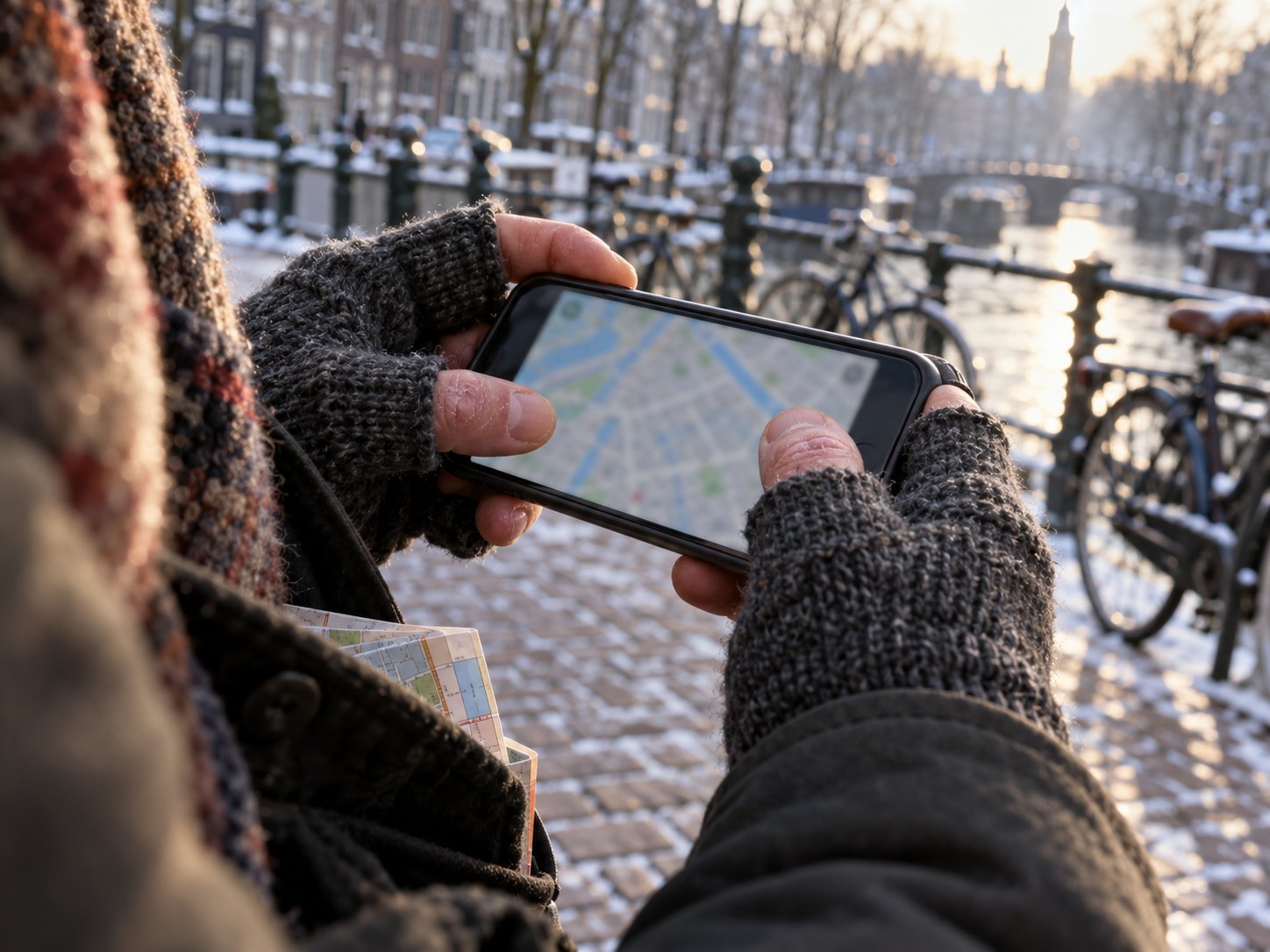 Lokale SEO: kaart op een smartphone om een bedrijf in de buurt te vinden