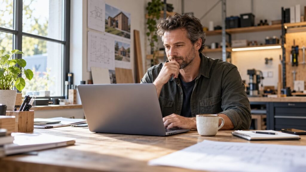 Ondernemer denkt achter zijn laptop na over wat SEO per maand kost