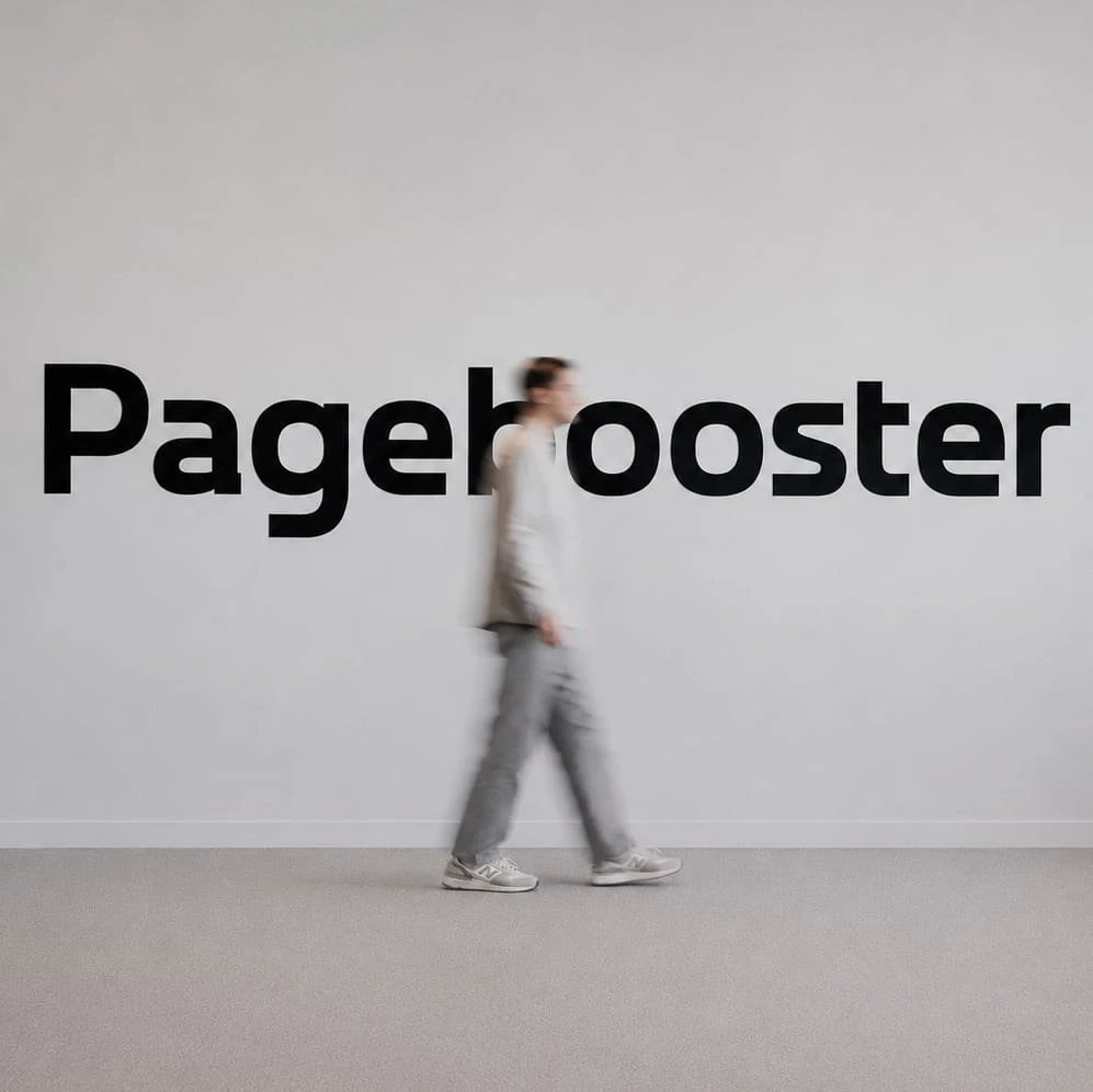 Pagebooster logo op een witte muur