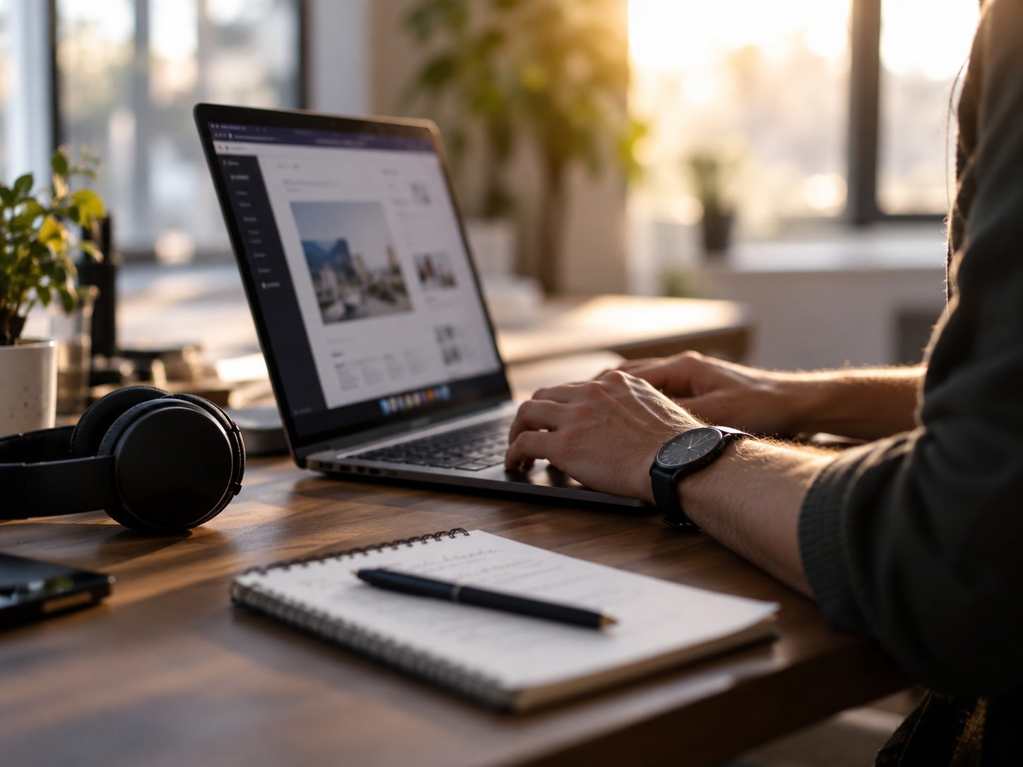 Specialist werkt aan een website op een laptop